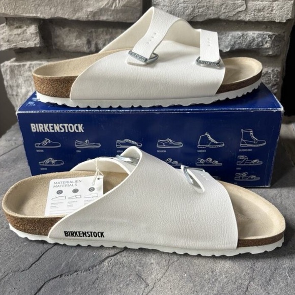 NEW Birkenstock Zurich Sandals White Leather Size 43N